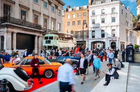 The 2022 edition of Concours on Savile Row attracted more than 12,000 fans of unique cars and motorcycles, giving them an opportunity to also visit the tailors on the street. Image credit: Jayson Fong
