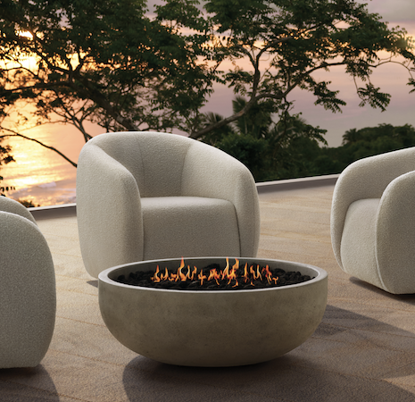 The Carson Round Natural Gas Fire Pit is made in the United States from reinforced concrete. Image: Carson 