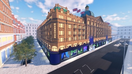 For the first time, the iconic Harrods facade is recreated into a Burberry-branded virtual storefront. The launch invites Roblox’s global community to explore the digital extension of Burberry at Harrods. Image: Burberry, Harrods