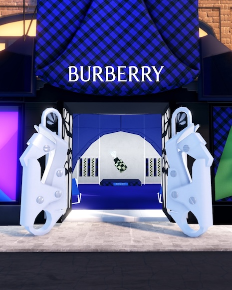 Entrance to the Harrods store in Roblox that has been taken over by British fashion label Burberry for February 2024. Image: Burberry, Harrods