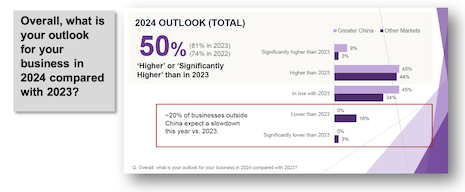 Luxury leaders' outlook for 2024 versus 2023. Source: Agility Research & Strategy