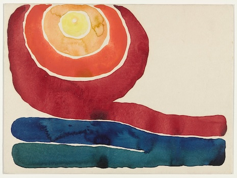 Georgia O’Keeffe, Evening Star No. III, 1917, watercolor on paper mounted on board, 8 7/8 x 11 ⅞, The Museum of Modern Art, New York. Mr. and Mrs. Donald B. Straus Fund, 1958, © 2024 Georgia O’Keeffe Museum / Artists Rights Society (ARS), New York