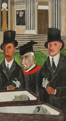 Ben Shahn, The Passion of Sacco and Vanzetti, 1932, tempera on canvas, 84 × 48 in. The Whitney Museum