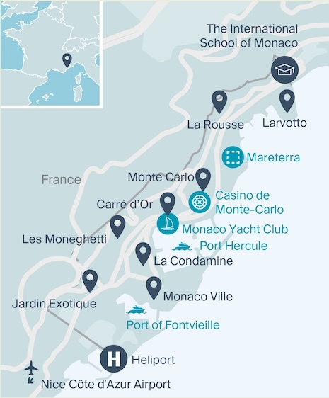 Map of Monaco. Image credit: Knight Frank Research